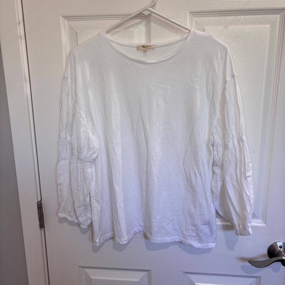 Madewell Puff-Sleeve Drop-Shoulder Knit Top, Like New, Medium - Picture 3 of 10